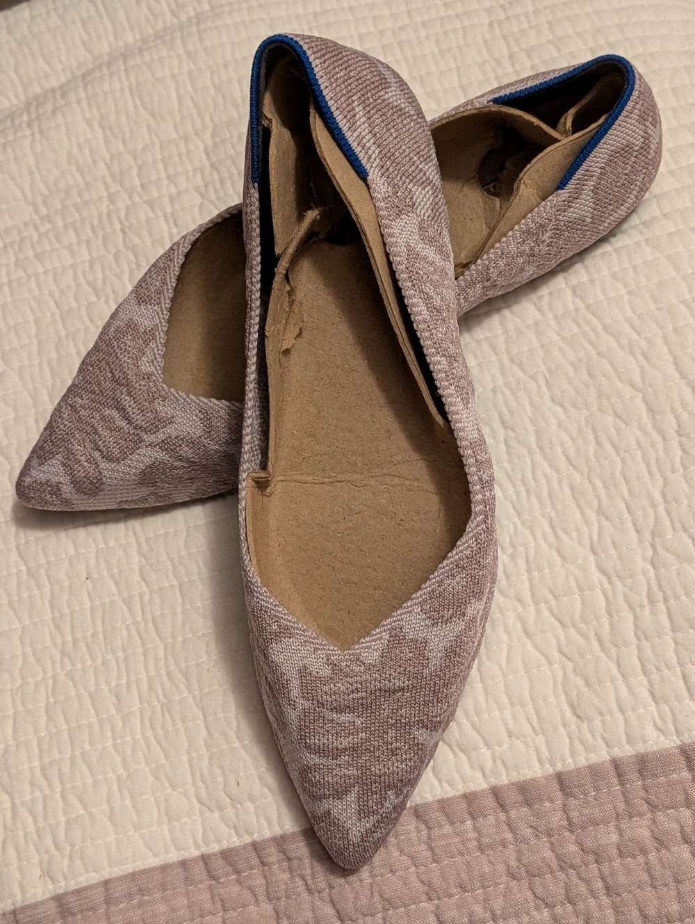 Rothy's Mauve Floral Pointed-Toe Knit Flats